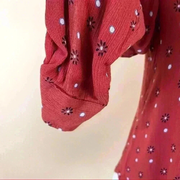 Francesca Harper 100% Rayon Burnt Orange Floral Button Down Shirt Size XXS - Picture 4 of 10